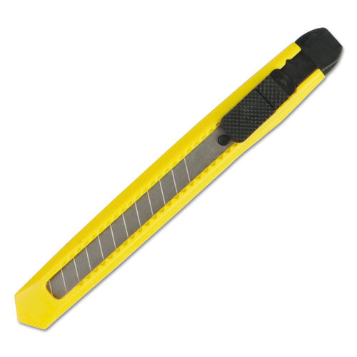 Snap Blade Knife, Retractable, Snap-Off, 0.39" Blade, 5" Plastic Handle, Yellow-(BWKUKNIFE75)