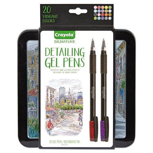 Detailing Gel Pen, Stick, Medium 1 mm, Assorted Ink Colors, Black Barrel, 20/Pack-(CYO586503)