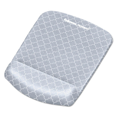 PlushTouch Mouse Pad with Wrist Rest, 7.25 x 9.37, Lattice Design-(FEL9549701)