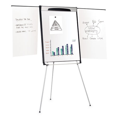 Tripod Extension Bar Magnetic Dry-Erase Easel, 39" to 72" High, Black/Silver-(BVCEA23066720)