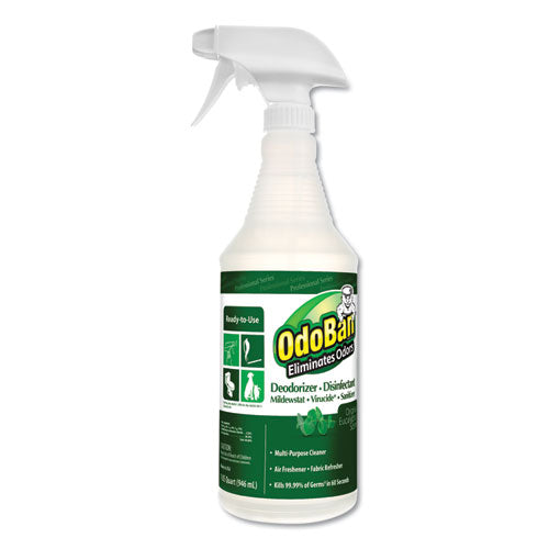 RTU Odor Eliminator and Disinfectant, Eucalyptus Scent, 32 oz Spray Bottle-(ODO910062QC12)