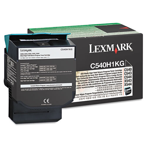 C540H1KG Return Program High-Yield Toner, 2,500 Page-Yield, Black-(LEXC540H1KG)