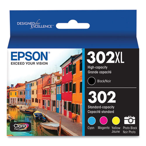 T302XL-BCS (T302XL) Claria High-Yield Ink, Cyan/Magenta/Photo Black/Yellow-(EPST302XLBCS)