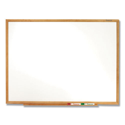 Classic Series Total Erase Dry Erase Boards, 72 x 48, White Surface, Oak Fiberboard Frame-(QRTS577)