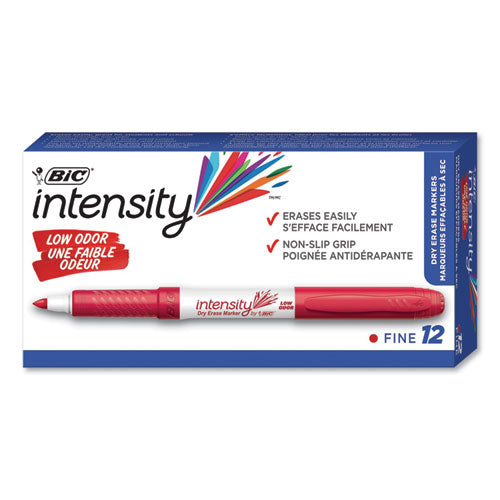Intensity Low Odor Fine Point Dry Erase Marker, Fine Bullet Tip, Red, Dozen-(BICGDE11RD)