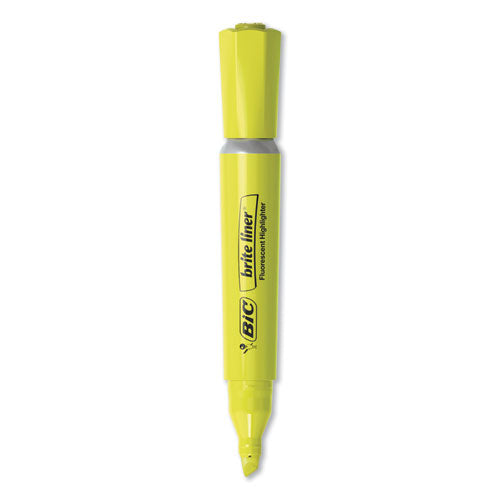 Brite Liner Tank-Style Highlighter Value Pack, Yellow Ink, Chisel Tip, Yellow/Black Barrel, 36/Pack-(BICBLMG36YEL)