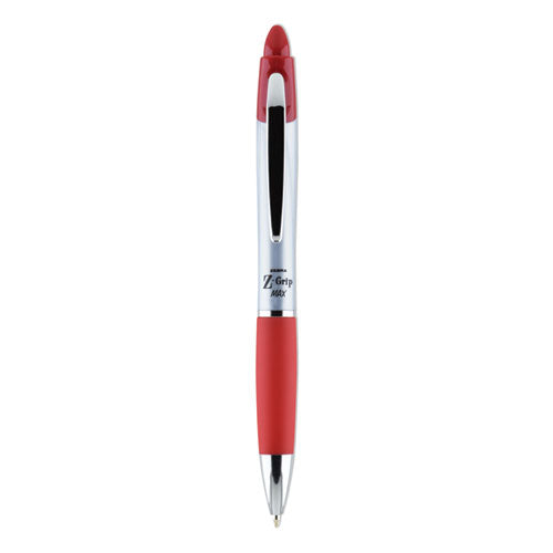 Z-Grip MAX Ballpoint Pen, Retractable, Medium 1 mm, Red Ink, Silver Barrel, 12/Pack-(ZEB22430)