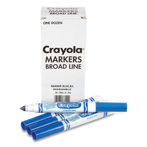 Broad Line Washable Markers, Broad Bullet Tip, Blue, 12/Box-(CYO587800042)