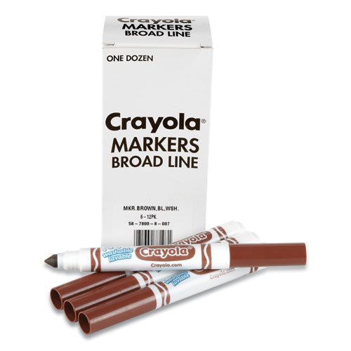 Broad Line Washable Markers, Broad Bullet Tip, Brown, 12/Box-(CYO587800007)