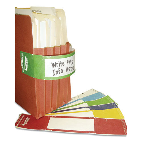 File Pocket Handles, 9.63 x 2, Green/White, 4/Sheet, 12 Sheets/Pack-(TAB68809)