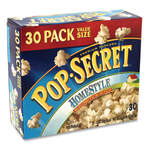 Microwave Popcorn, Homestyle, 3 oz Bags, 30/Carton, Ships in 1-3 Business Days-(GRR22000634)