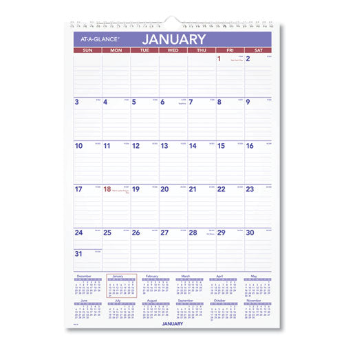 Monthly Wall Calendar with Ruled Daily Blocks, 12 x 17, White Sheets, 12-Month (Jan to Dec): 2023-(AAGPM228)