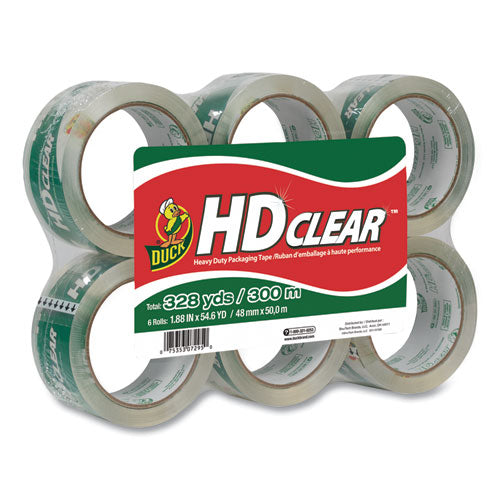Heavy-Duty Carton Packaging Tape, 3" Core, 1.88" x 55 yds, Clear, 6/Pack-(DUCCS556PK)