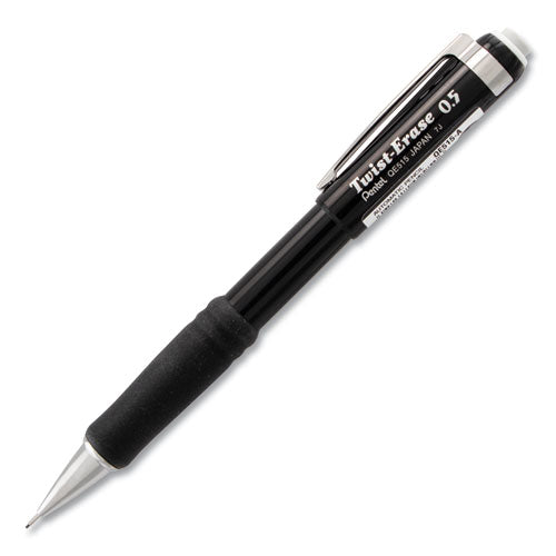 Twist-Erase III Mechanical Pencil, 0.5 mm, HB (#2.5), Black Lead, Black Barrel-(PENQE515A)