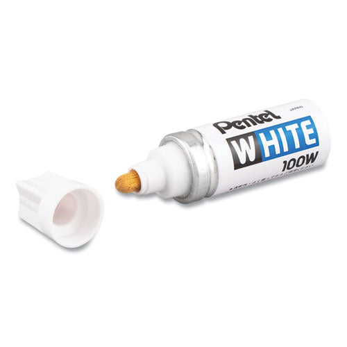 White Permanent Marker, Broad Bullet Tip, White-(PEN100W)