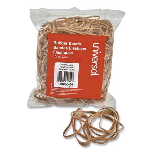 Rubber Bands, Size 54 (Assorted), Assorted Gauges, Beige, 4 oz Box-(UNV00454)