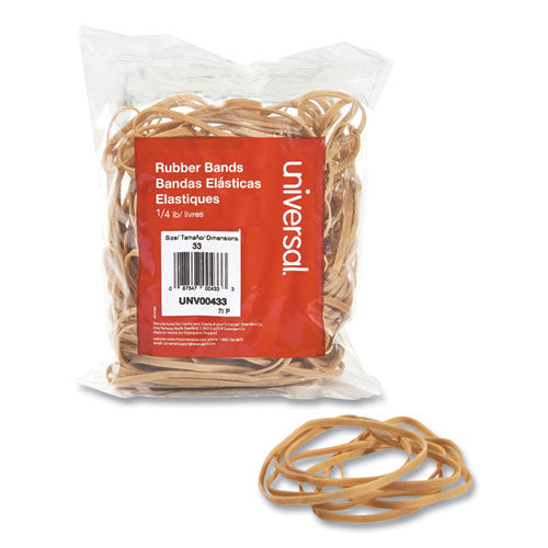 Rubber Bands, Size 33, 0.04" Gauge, Beige, 4 oz Box, 160/Pack-(UNV00433)