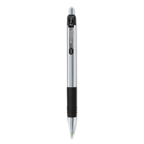 Z-Grip Metal Ballpoint Pen, Retractable, Medium 1 mm, Black Ink, Silver Barrel, 12/Pack-(ZEB27010)