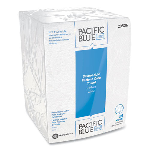 Pacific Blue Select Disposable Patient Care Washcloths, 1-Ply, 10 x 13, Unscented, White, 55/Pack, 24 Packs/Carton-(GPC29506)