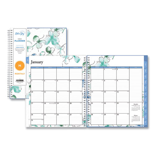 Lindley Monthly Planner, Lindley Floral Artwork, 10 x 8, White/Blue/Green Cover, 12-Month (Jan to Dec): 2023-(BLS101582)