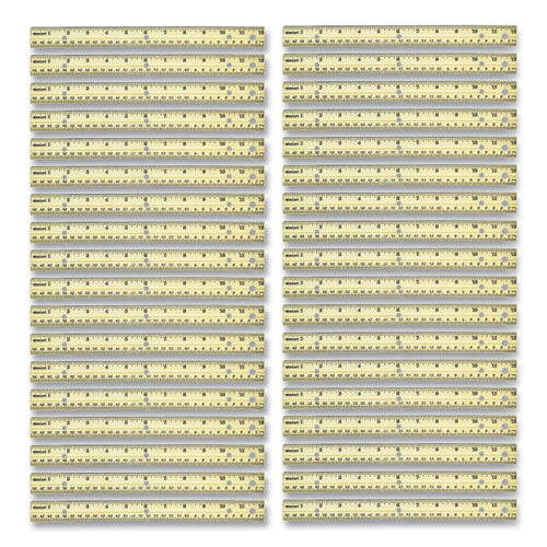 Three-Hole Punched Wood Ruler, Standard/Metric, 12" (30 cm) Long, Natural Wood, 36/Box-(ACM17724)