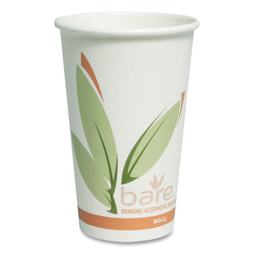 Bare Eco-Forward Recycled Content PCF Paper Hot Cups, 16 oz, Green/White/Beige, 1,000/Carton-(SCC316RC)