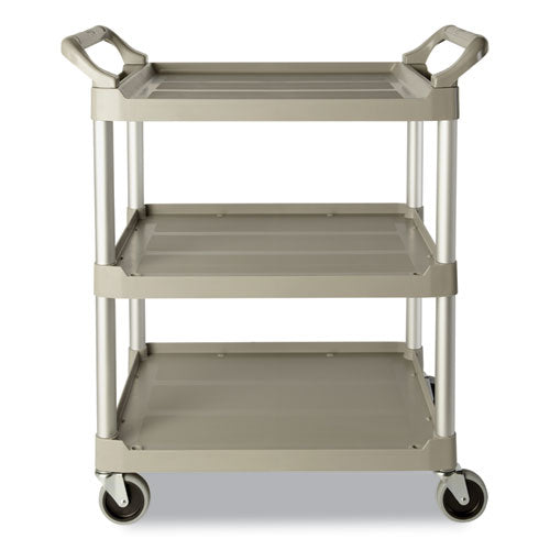 Three-Shelf Service Cart, Plastic, 3 Shelves, 200 lb Capacity, 18.63" x 33.63" x 37.75", Platinum-(RCP342488PM)