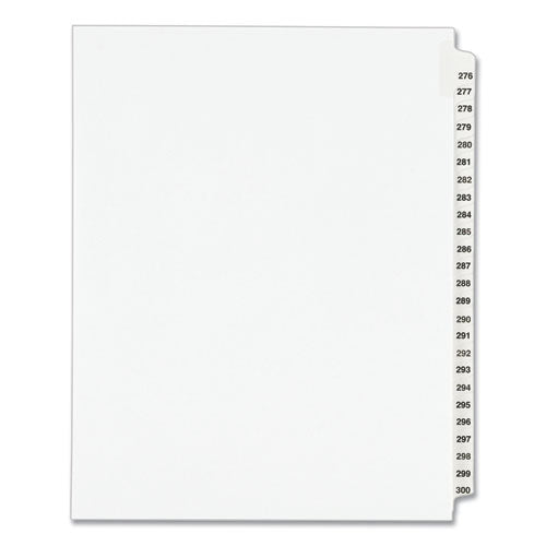 Preprinted Legal Exhibit Side Tab Index Dividers, Avery Style, 25-Tab, 276 to 300, 11 x 8.5, White, 1 Set, (1341)-(AVE01341)