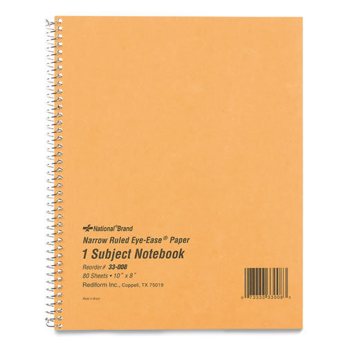Single-Subject Wirebound Notebooks, Narrow Rule, Brown Paperboard Cover, (80) 10 x 8 Sheets-(RED33008)
