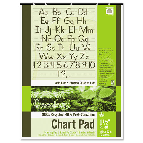 Ecology Recycled Chart Pads, Presentation Format (1.5" Rule), 24 x 32, White, 70 Sheets-(PAC945710)