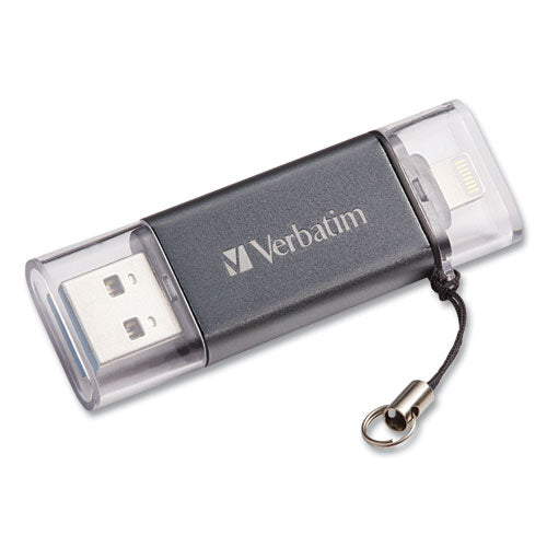 Store n Go Dual USB 3.0 Flash Drive for Apple Lightning Devices, 64 GB, Graphite-(VER49301)