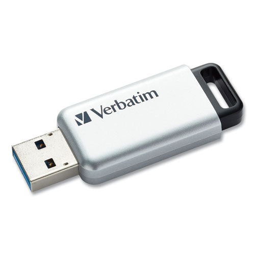 Store n Go Secure Pro USB Flash Drive with AES 256 Encryption, 128 GB, Silver-(VER70057)