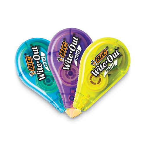 Wite-Out Brand Mini Correction Tape, Non-Refillable, 0.2" x 26.2 ft, Assorted-(BICWOTM11)