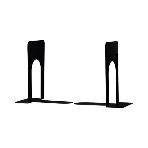 Economy Bookends, Standard, 5.88 x 8.25 x 9, Heavy Gauge Steel, Black, 1 Pair-(UNV54091)