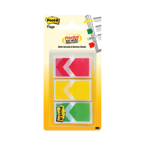 Arrow 1" Prioritization Page Flags, Red/Yellow/Green, 20 Flags/Dispenser, 3 Dispensers/Pack-(MMM682ARRRYG)