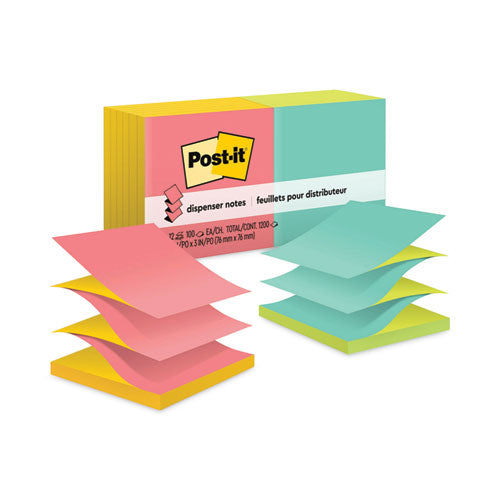 Original Pop-up Refill, Poptimistic Collection Alternating-Color Value Pack, 3" x 3", 100 Sheets/Pad, 12 Pads/Pack-(MMMR330NALT)
