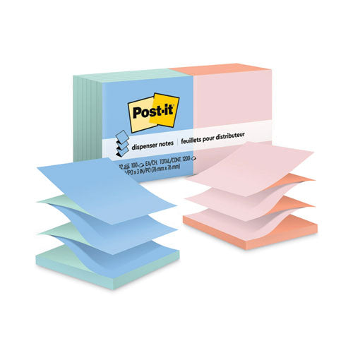Original Pop-up Refill, Beachside Cafe Collection Alternating-Color Value Pack, 3" x 3", 100 Sheets/Pad, 12 Pads/Pack-(MMMR330UALT)