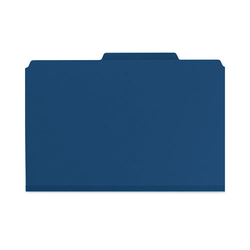 Six-Section Pressboard Top Tab Classification Folders, Six SafeSHIELD Fasteners, 2 Dividers, Legal Size, Dark Blue, 10/Box-(SMD19035)