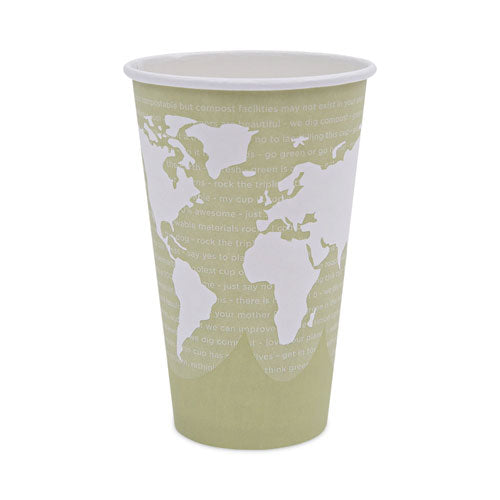 World Art Renewable and Compostable Hot Cups, 16 oz, 50/Pack, 20 Packs/Carton-(ECOEPBHC16WA)