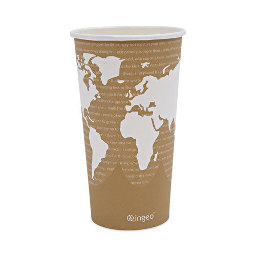 World Art Renewable and Compostable Hot Cups, 20 oz, 50/Pack, 20 Packs/Carton-(ECOEPBHC20WA)