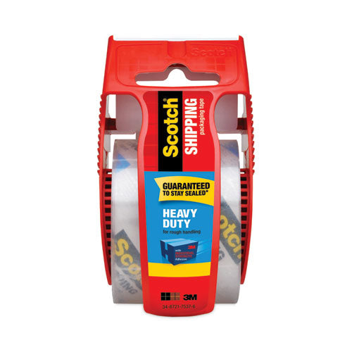 3850 Heavy-Duty Packaging Tape with Dispenser, 1.5" Core, 1.88" x 66.66 ft, Clear-(MMM142)