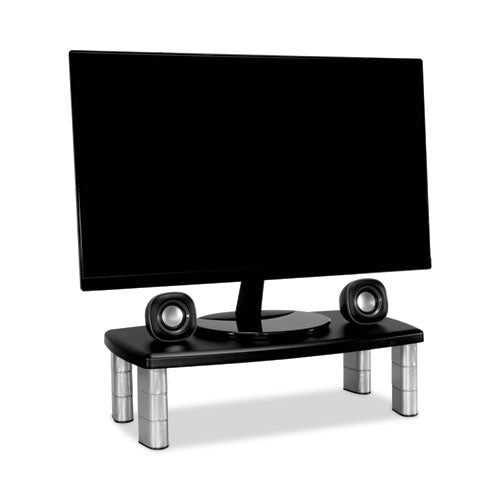 Extra-Wide Adjustable Monitor Stand, 20" x 12" x 1" to 5.78", Silver/Black, Supports 40 lbs-(MMMMS90B)