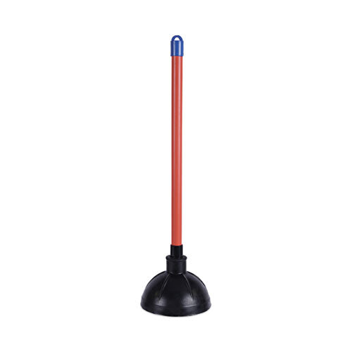 Toilet Plunger, 18" Plastic Handle, 5.63" dia, Red/Black-(BWK09201EA)
