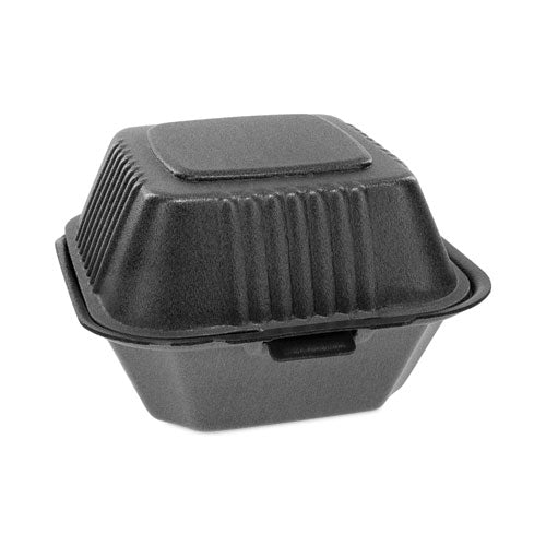 SmartLock Foam Hinged Lid Container, Sandwich, 5.75 x 5.75 x 3.25, Black, 504/Carton-(PCTYHLB06000000)