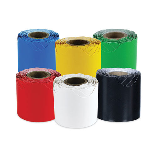 Rolled Scalloped Border Set, 2.25" x 36 ft, Assorted, 6/Set-(CDP145050)