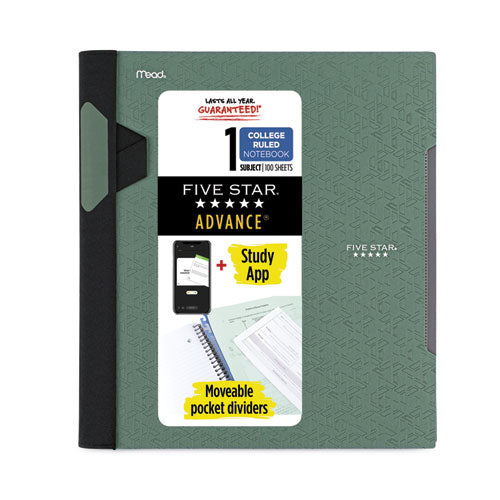 Advance Wirebound Notebook, Two Pockets, 1-Subject, Medium/College Rule, Randomly Assorted Cover Color, (100) 11 x 8.5 Sheets-(MEA06322)