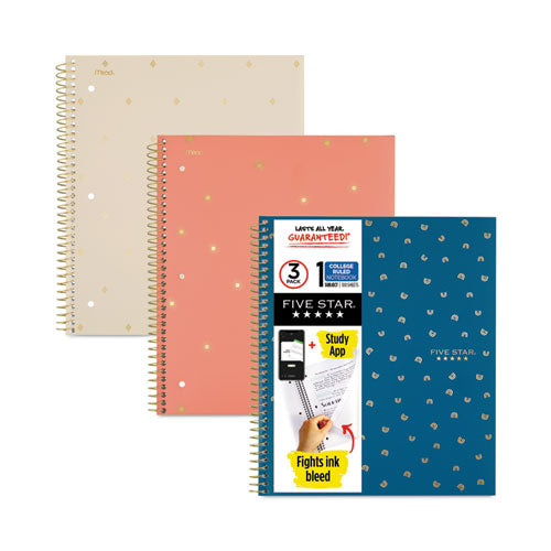 Style Wirebound Notebook, 1-Subject, Medium/College Rule, Assorted Cover Colors, (100) 11 x 8.5 Sheets, 3/Pack-(MEA6348)