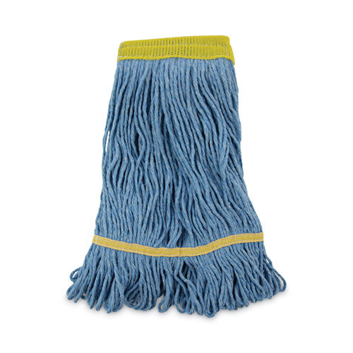 Super Loop Wet Mop Head, Cotton/Synthetic Fiber, 5" Headband, Small Size, Blue, 12/Carton-(BWK501BL)