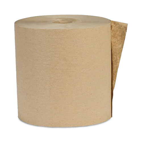 Recycled Hardwound Paper Towels, 1-Ply, 8" x 600 ft, 1.6 Core, Kraft, 12 Rolls/Carton-(APAEK6016)