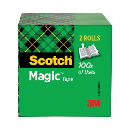 Magic Tape Refill, 3" Core, 0.5" x 72 yds, Clear, 2/Pack-(MMM8102P1272)